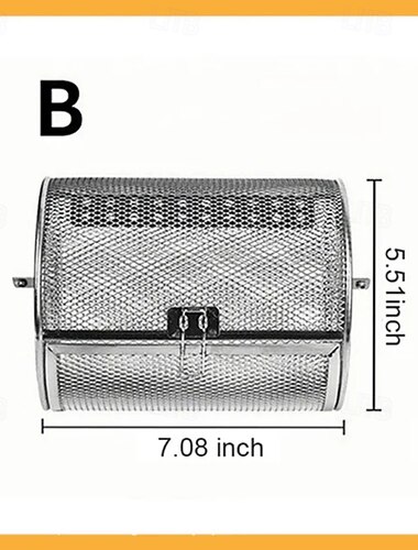  Drehgrill aus Edelstahl, 360-Grad-Drehspieß für gleichmäßiges Garen, multifunktionaler Ofen und Heißluftfritteuse kompatibel, leicht zu reinigen, unverzichtbar für Grill und Partys.