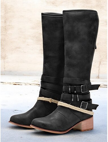  rustikale braune Westernstiefel für Damen mit Schnallenriemen und Seildetails – Vintage-Stil, perfekt für Freizeitausflüge und Country-Festivals