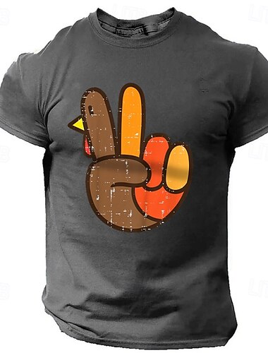  Herren Hahn Geste T Shirt T-Shirt 100% Baumwolle Kurzarm Grafik Hemd Schwarz Rote Dunkelgrau Bequemes T-Shirt Urlaub Straße Modedesigner-Kleidung