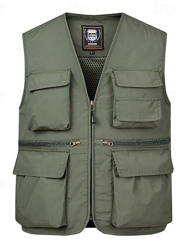  בגדי ריקוד גברים וסט Gilet אפוד דייגים וסט לטיולי הליכה יומי פגישה (דייט) חופשה אופנתי יום יומי אביב קיץ כיס ניילון נושם נוח אחיד רוכסן צווארון V רגיל שחור אודם כחול נייבי כחול רויאל אֵפוֹד