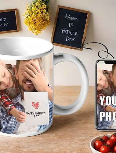  Personlig Foto Kaffekopp Anpassad Bästa Gåvan till Pappa 11oz Resekopp med Bilder för Jul Familj Par Födelsedag Vänner Keramisk Gåva