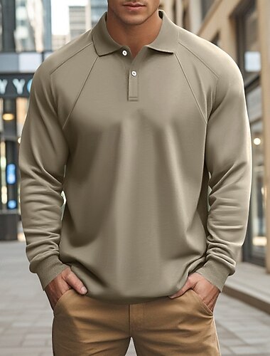  Herren Golfhemd Golfpolo Arbeit Casual Kargen Langarm Basic Modern Glatt Patchwork Taste Frühling & Herbst Regular Fit Schwarz Weiß Armeegrün Khaki Hellgrau Golfhemd