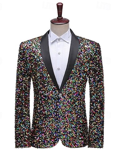  Voor heren Blazerjack Smoking Feest Glitter Paillet Stip Blazer Zwart Wit Groen Standaard pasvorm Single Breasted een knoops