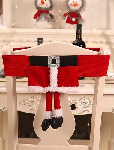  Nuevas fundas para sillas navideñas, fundas para sillas con cinturón de Papá Noel, fundas festivas para asientos con diseño de falda de niña para comedor y decoración del hogar.