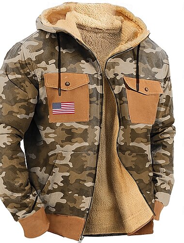  Herren camuflaje Tarnfarben Vlies Hoodie Sweatshirt Kapuze Hoodies Hoodie Sweatshirt Kapuze Langarm Sweatshirt mit Kapuze Mit Kapuze Modisch 3D-Druck Jagd Strassenmode Blau Grün Zip Tasche Herbst
