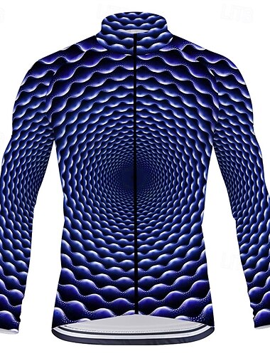  Męskie Koszulka rowerowa 3D Długi rękaw Rower Tee Tshirt Top z 3 tylnymi kieszeniami Kolarstwo górskie Kolarstwie szosowym Szybkie wysychanie Suwak przedni Odprowadzające wilgoć Sport Granatowy