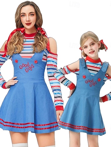  Chucky Poupée effrayante Robe Costume Déguisements d'Halloween pour groupes et familles Enfant Adulte Femme Fille Déguisements thème film / TV Horreur Soirée Carnaval Costume de carnaval facile