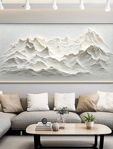  handgjorda original snö berg oljemålning på duk abstrakt textur vinterlandskap väggkonst för heminredning med sträckt ram/utan inre ram målning