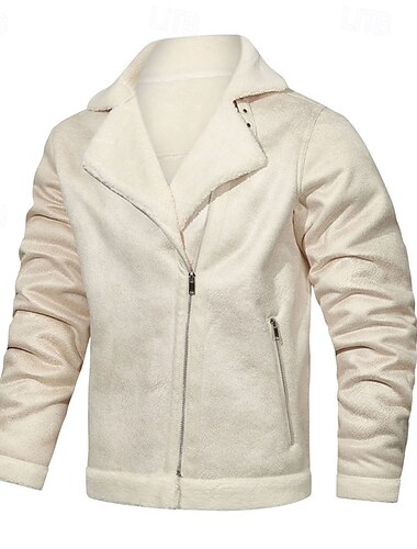  Herren Lederjacke Kunstlederjacke Fleecejacke Motorrad Jacke Vintage Lederjacke Urlaub Täglich Windundurchlässig warm halten Tasche Herbst Winter Glatt Modisch Klassisch Kargen Standard Kunstleder