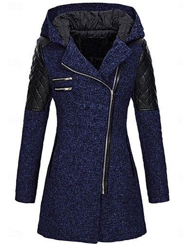 Damen Mantel Trenchcoat Strasse Freizeitskleidung Urlaub Herbst Winter Lang Mantel Regular Fit warm halten Atmungsaktiv Stilvoll Brautkleider schlicht Streetstyle Jacken Langarm Glatt Mit Taschen