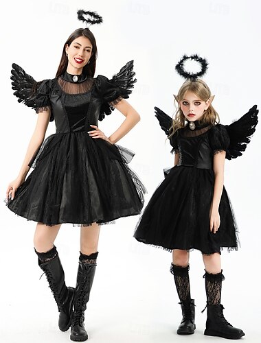  Ange et Diable Vampire Nuit de Walpurgis Costumes de Groupe Familial pour Halloween Enfant Adulte Femmes Fille Punk & Gothique Fête / Soirée Carnaval Costume de carnaval facile