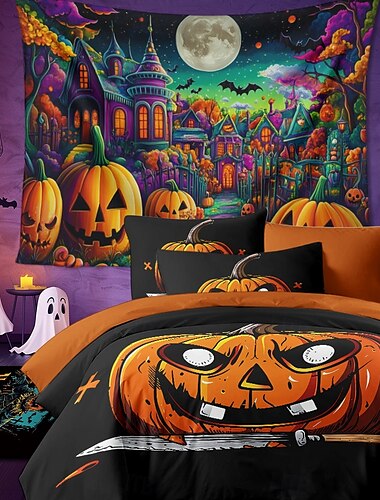  halloween samling dynetrekk sett jack o lanterne gresskar 3-delt sett supermyk hudvennlig langvarig