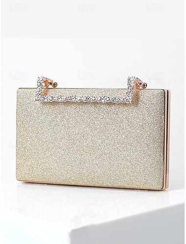  elegante rosa Glitzer-Clutch für Damen mit Strass-Griff und goldener Kette – perfekt für Abendpartys, Hochzeiten und formelle Anlässe