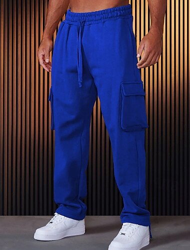  Per uomo Pantaloni della tuta Pareggiatore Pantaloni Pantaloni della tuta cargo Tasche A cordoncino Vita elastica Liscio Comfort Sportivo Giornaliero Di tendenza Informale Nero Rosso Media elasticità