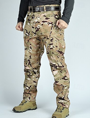  Homme Pantalon Cargo Pantalons à Coquille Souple Pantalon tactique Pantalon Pantalons de Randonnée Boutons Multi poche camouflage Plein Vestimentaire Extérieur du quotidien Camping et randonnée Mode