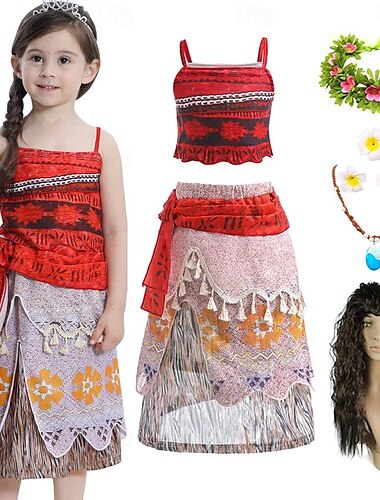  Prinzessin Moana Cosplay Kostüm Outfits Urlaub Film Cosplay for Mädchen Kinder Karneval Leistung Party Strand