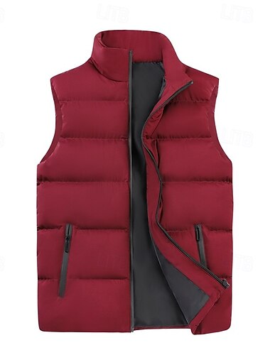  Per uomo Gilet imbottito Quotidiano Casual Autunno & Inverno Tasca con cerniera Poliestere Confortevole Semplice Cerniera Collo alla coreana Vestibilità regolare Nero Borgogna Cachi Blu scuro Gilet