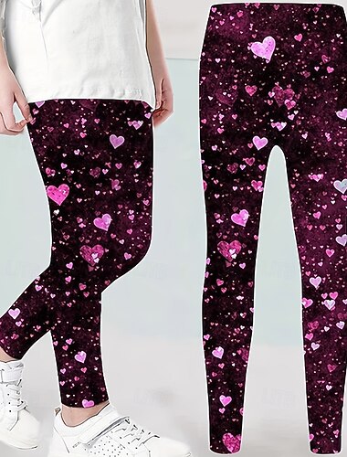  Para Meninas 3D Coração Gráfico Calças Leggings Primavera Outono Ativo Básico Infantil 4-12 anos Ao ar livre Casual Diário Normal