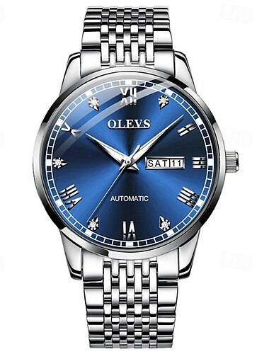  neue Olevs Olevs Marke Modetrend Herrenuhr mit Stahlband Kalenderwochenanzeige leuchtend einfache automatische mechanische Uhr lässig wasserdichte Sport-Herrenarmbanduhr