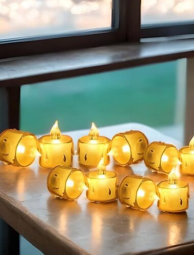  Vela electrónica LED alimentada por batería, luz de noche decorativa para festivales fantasmas, para Navidad, Año Nuevo, bodas, fiestas, decoración del hogar, iluminación, 4/12/24 piezas