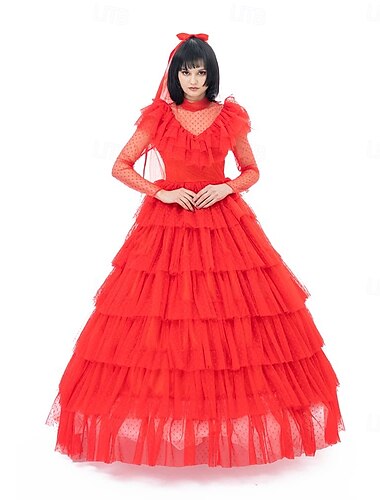  Beetlejuice film de groaza Mireasa fantomă Lydia Deetz Rochii Accesoriu de Păr Adulți Pentru femei Rochii Îmbrăcați-vă Petrecere / Seara Mascaradă Costum ușor de carnaval