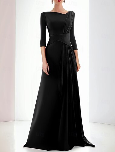  Meerjungfrau Abendkleid Elegantes Kleid Formelles Herbst Bodenlänge 3/4-Ärmel V-Ausschnitt Chiffon mit Raffung Rüschen 2025