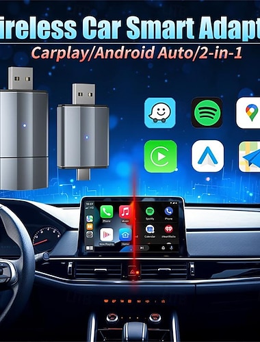  Беспроводной адаптер CarPlay 2-в-1 для Android Auto, беспроводной адаптер с разъемом Type-C/USB &играть 5ghz wifi carplay беспроводной адаптер