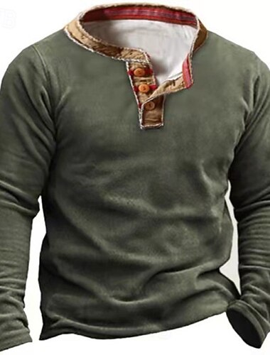  Per uomo Maglia Verde militare Cachi Grigio Colletto Mao Semplice Patchwork Quotidiano Ferie Uscire Poliestere Streetwear Casual Autunno Inverno Abbigliamento Felpe con cappuccio Felpe Manica Lunga