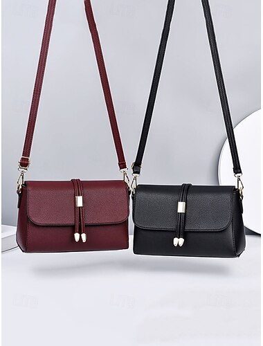  dámské crossbody kabelky z umělé kůže v černé a vínové barvě – elegantní kabelky přes rameno pro každodenní nošení i speciální příležitosti
