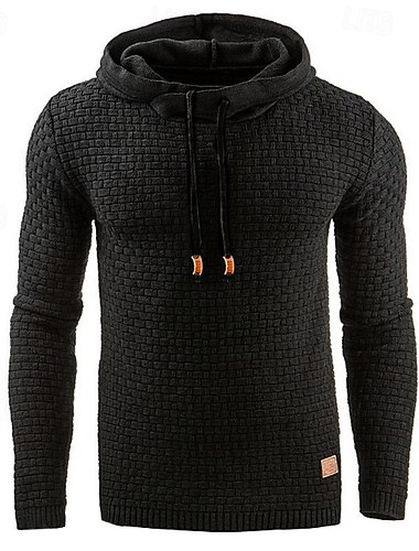  Herren Kapuzensweatshirt Aprikose Schwarz Weiß Armeegrün Rote Mit Kapuze Einfach Jacquard Tasche Gerippt Strukturiert Sport & Outdoor Täglich Ferien Polyester Streetwear Basic Lässig Frühling & Herbst