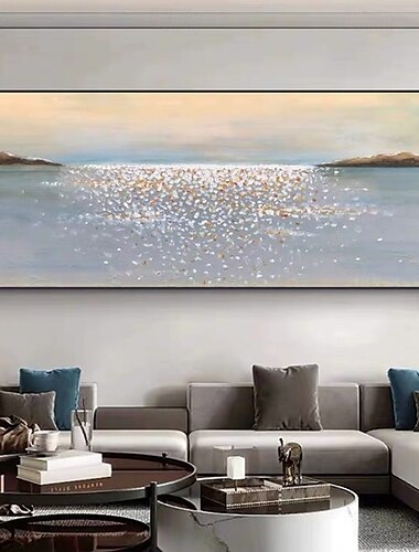  peinture sur toile grand format faite à la main paysage de plage et de mer texturé peint à la main toile huile décor de pièce original impasto personnalisé soleil art mural acrylique sans cadre