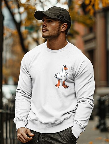  Herren Lustig Ente Pullover Langarm Sweatshirts Rundhalsausschnitt Klassisch Casual Frühling Herbst Schwarz Weiß Dunkelgray Bekleidung Designer Grafikdruck Normal S M L XL 2XL
