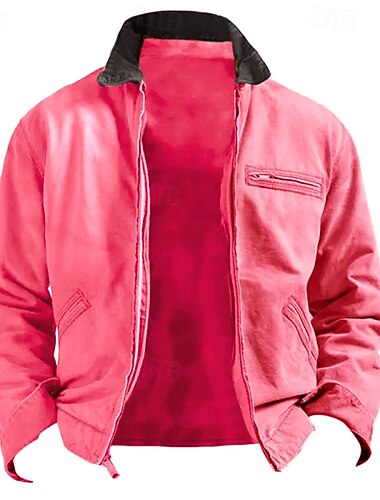  Herren Leichte Jacke Sommerjacke Einsatzjacke Cargo-Jacke Urlaub Täglich Verschleißfest Tasche Frühling & Herbst Einfach Mode Klassisch Revers Regulär Rosa Grün Khaki Grau Jacken