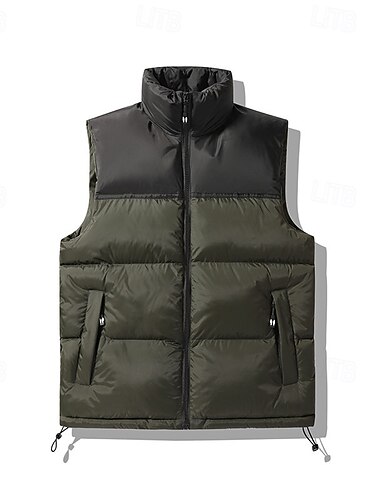  Férfi Le mellény Puffer Vest Prsluk Gilet Napi Randi Vakáció Divat Alkalmi Ősz & tél Kollázs Zseb Poliészter Melegen tartani Kényelmes Színes Cipzár Állógallér Normál Fekete Medence Narancssárga