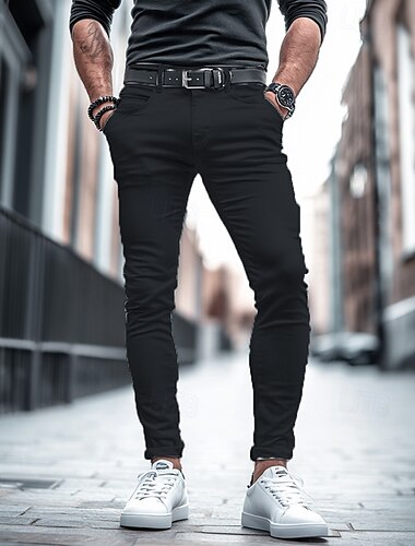  Herren Hose Chinos Sommerhose Freizeithose Fronttasche Einfach Komfort Atmungsaktiv Lässig Täglich Ferien Mode Basic Schwarz Weiß