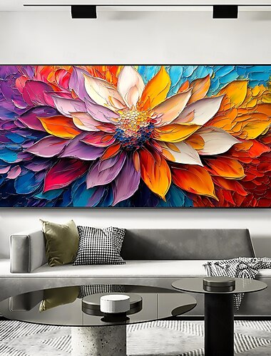  pictură în ulei originală 3d impasto colorată, realizată manual, pe pânză, textură abstractă, artă florală de perete pentru decorarea casei cu cadru întins/fără pictură cu cadru interior
