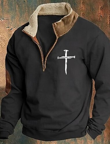  Męskie Bluza dresowa Bluza z zamkiem błyskawicznym Czarny Granatowy Khaki Szary Pół zamek Równina Sport i turystyka Codzienny Święto Moda miejska Nowoczesne Retro Zima Wiosna i jesień Odzież Bluzy z