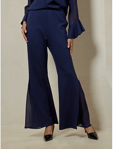  Femmes Longueur complète Coton Élastique Élégant Mariage Décontracté Quotidien bleu marine Printemps & Automne XS S M