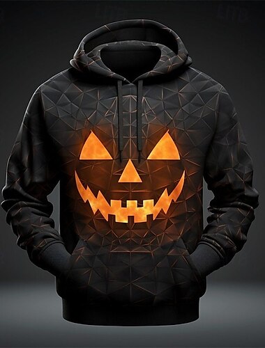  Kürbis Kapuzenshirt Pullover Halloween 3D Vordertasche Grafik Für Paar Herren Damen Erwachsene Halloween Karneval Maskerade 3D-Druck Party Casual