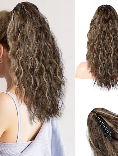  Correa Coletas Suave / Natural / Fácil vestidor Pelo sintético Pedazo de cabello La extensión del pelo Rizado 18 pulgadas Fiesta / Fiesta / Noche / Diario