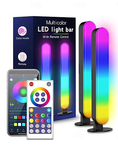  2 חבילות חכם עם אווירה של שולחן העבודה של Bluetooth, LED מחשב גיימינג צבעוני rgb עם איסוף מוזיקה, בקרת אפליקציה להגדרת ספורט אלקטרוני