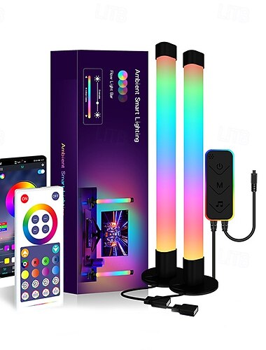  شريط ضوء LED ذكي مع التحكم في الضوء المحيطي، التحكم عن بُعد من خلال تطبيق بلوتوث، زر التحكم في الموسيقى، ضوء الأجواء لغرفة النوم وغرفة المعيشة والحاسوب والتلفزيون