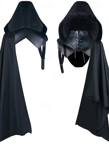  Retro Antiguo Punk y gótico Medieval Capa Chales Cruzado forastero Color sólido Hombre Mujer Unisexo Vikingo Fantasía Steampunk Mascarada Rendimiento Fiesta / Noche Escenario Adulto Chal Capa