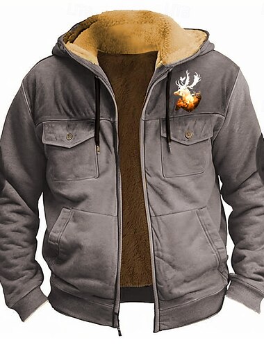  Pánské Každý Fleece Kapuce Kapucky Kapuce Dlouhý rukáv Mikina s kapucí Kapuce Módní 3D tisk Dovolená Lovecká Streetwear Černá Rubínově červená Zip Kapsy Podzim Zima Návrhář