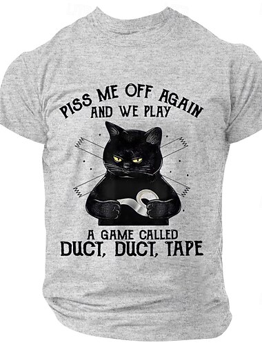  Ανδρικό Αστείο T-Shirt Γάτας - 'Ξανακάνε με να τσαντιστώ Δόκι Δόκι Ταινία' Αστείο Γραφικό T-Shirt