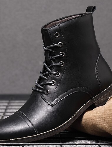  Hellbraune Militärstiefel aus Kunstleder für Herren mit strapazierfähigem Schnürdesign – stilvolle Outdoor- und Arbeitsstiefel"