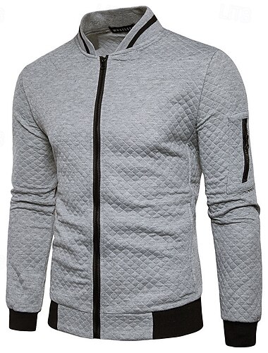  Homens Moletom Moletom com zíper Moletom com zíper completo Preto Branco Vinho Azul Marinha Cinza Claro Colarinho Clerical Bloco de cor Zip Up Bolsos Estriado Desportos e Ar livre Diário Feriado