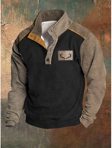  Per uomo Maglia Nero Blu Marrone Grigio chiaro Colletto Mao Grafico Stampa Blocco di colore Quotidiano Ferie Uscire Poliestere Streetwear Casual Autunno Inverno Abbigliamento Felpe con cappuccio Felpe