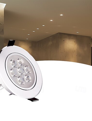  Luces LED empotradas para techo, 7 W, 7 LED, blanco cálido/blanco frío, 85-265 V, para el hogar/la oficina, fácil instalación, 1 unidad