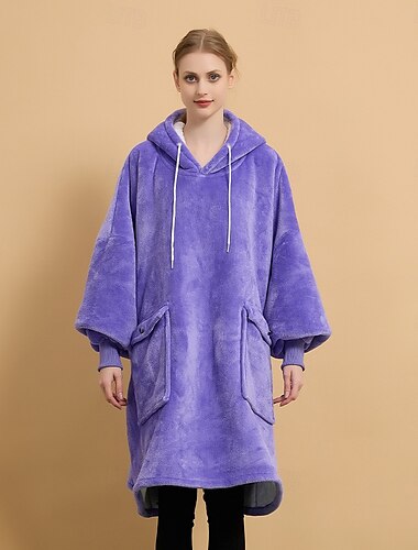  Manta portátil, acogedora, suave, manta de vellón sherpa con capucha para máxima comodidad, perfecta para descansar y relajarse